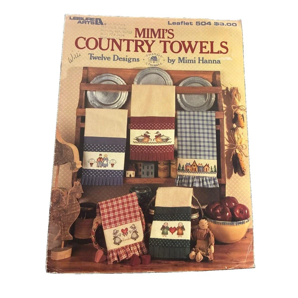 Vintage 1987 Mimi's Country Towels Counted Cross Stitch Leaflet